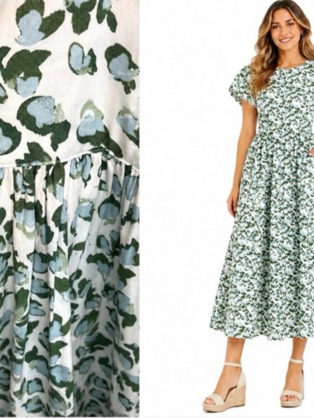 SOCIETY SOCIAL X CROWN & IVY Cotton Puff Sleeve Full Flare Maxi Dress | 14 - Picture 4 of 12